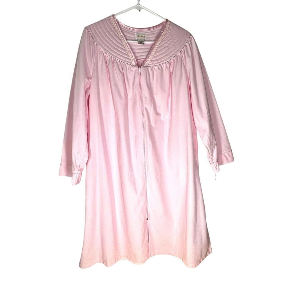 Barbizon Maxi Nightgown‎ Size XL Womans Pink Long Sleeve Zipper Vintage NWT